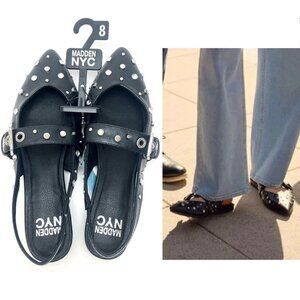 Sz 8 NWT Madden NYC Devin Stud Rhinestone Pointed Toe Mary Jane Slingback Sandal